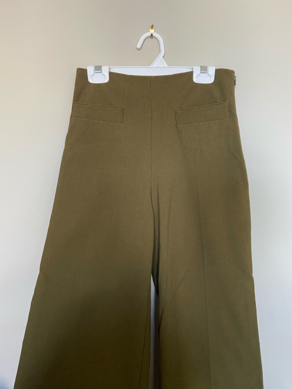 Mango Olive Green Straight-Leg Trousers